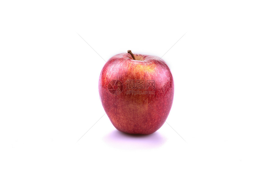 白色背景上的新鲜红苹果食物绿色水果叶子饮食植物红色甜点图片