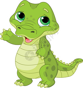 婴儿鳄鳄鱼绿色插图绘画动物微笑艺术乐趣荒野免版税爬虫背景图片