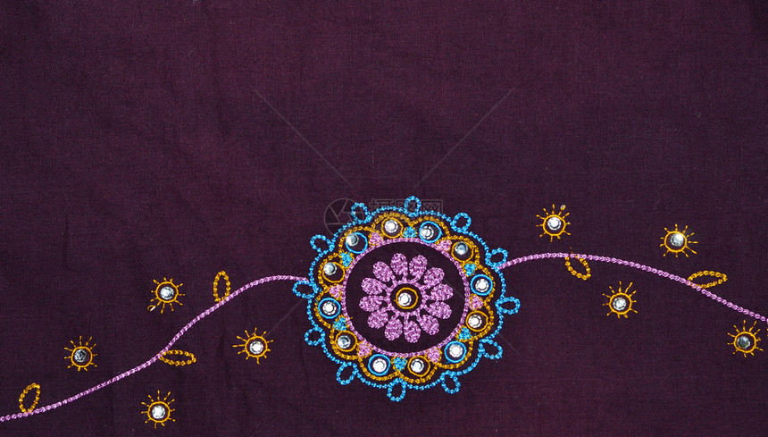 印面结构细节材料蓝色花朵石头针线活刺绣修剪粉色缝纫棉布图片
