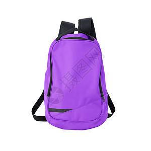 紫色背包与路径隔离背景图片
