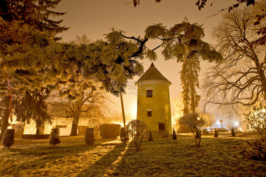 Vrbovec 公园冬季夜间场景图片