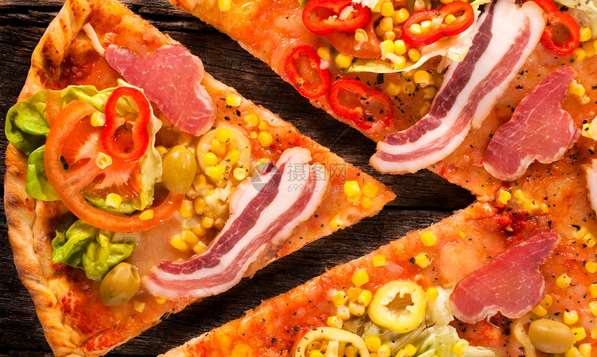 披萨时间食物玉米桌子草药美食火腿糕点辣椒熏肉胡椒图片