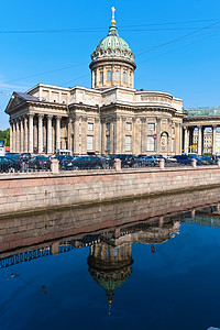 圣彼得堡景观场景教会血管旅行大教堂城市街道建筑物航海背景图片