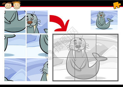 动画海象拼图游戏背景图片