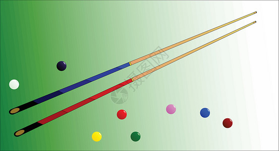 彩色杆子和台球斯诺克台球杆和球水池艺术插图艺术品架子黑色桌子口袋线索绘画插画