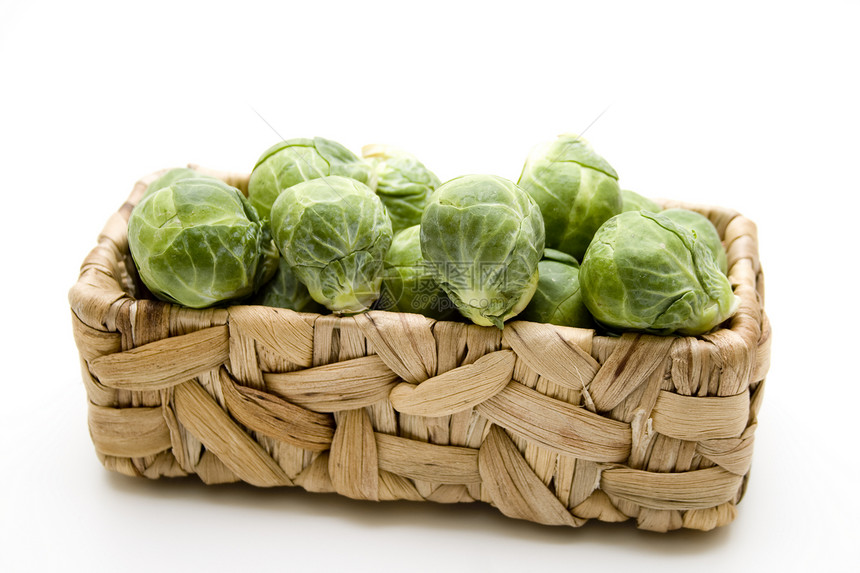 篮子里的布鲁塞尔芽绿色甘蓝球芽蔬菜健康食物维生素收获叶子图片