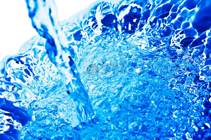 蓝水蓝色气泡运动宏观流动波纹飞溅海浪液体图片