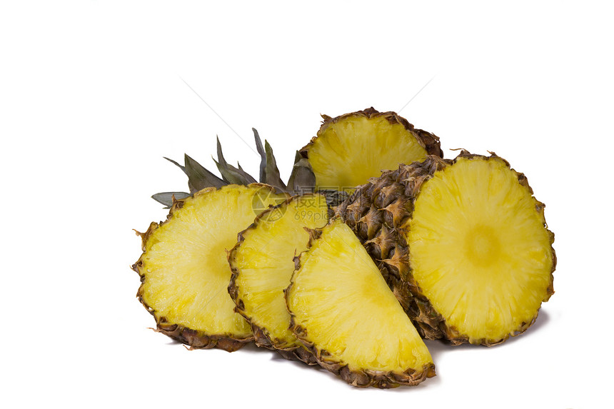 菠萝和白底的菠萝切片异国饮食食物丁香黄色情调甜点产品水果维生素图片