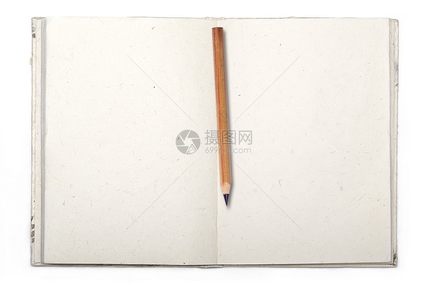 用日本纸和彩色铅笔 随即分离的开放日记图片