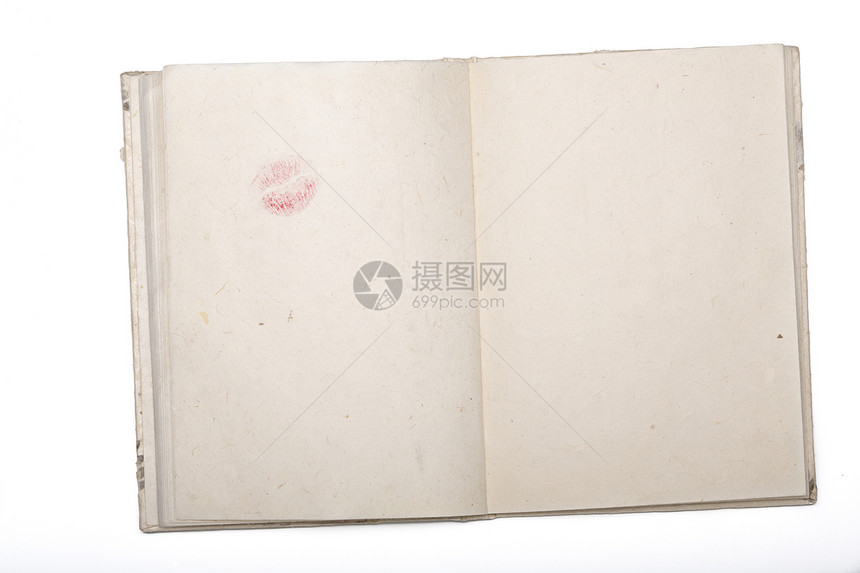 白纸上隔绝的口红吻和日本纸图片