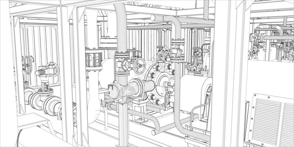 3r型3型电线框架d压力管子化学品植物工程金属蓝色黑色设施燃料设计图片