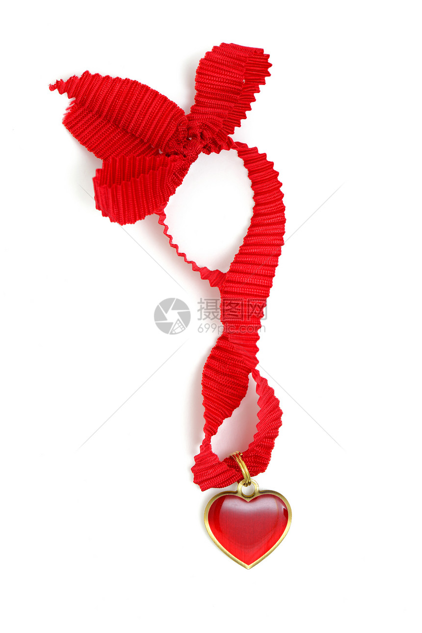 红心红色情人丝带吊牌标签礼品心形图片