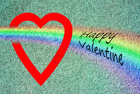 彩虹爱素材情人节快乐绿色情绪化速度插图驾驶礼物彩虹红色背景