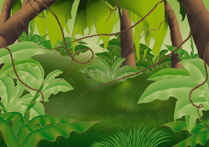 维尔森林动画片热带手掌位图棕榈灌木叶子树木插图绘画图片