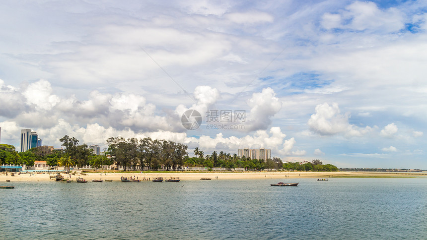 达累斯萨拉姆的海岸太阳场景海洋天空渔民支撑图片