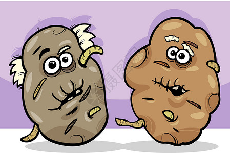 旧土豆马铃薯漫画插图背景图片