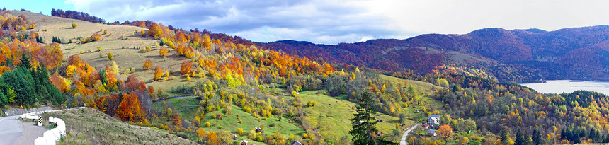 秋季全景风景树林公园天空国家森林草地植物农村山峰图片