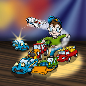 手绘玩具飞机卡通玩具背景