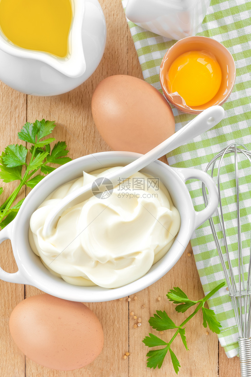 蛋黄酱奶油勺子营养奶制品蛋黄食谱美味漩涡美食烹饪图片