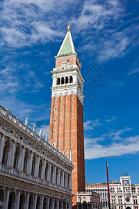 威尼斯圣马可教会天空建筑钟楼蓝色建筑学正方形旅行文化背景图片