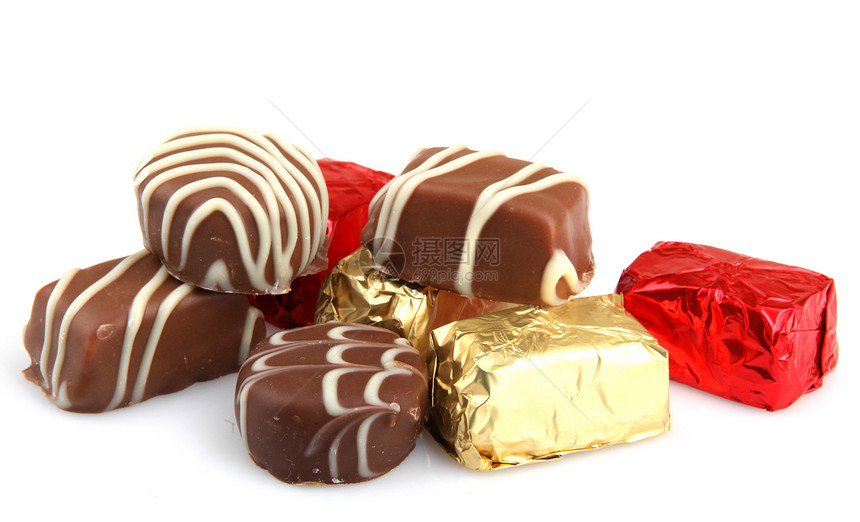 各种精制巧克力糖果欲望小吃甜点营养美食焦糖盒子食物团体图片