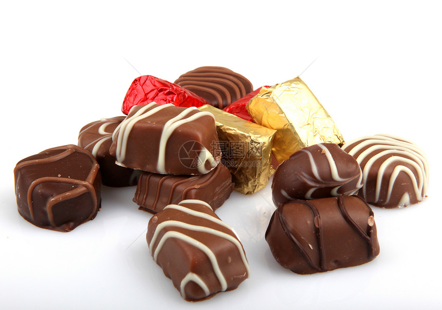 各种精制巧克力糖果甜点饮食小吃盒子焦糖可可展示牛奶食物图片