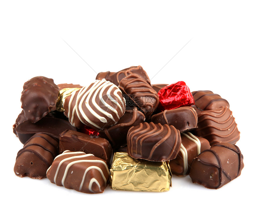 各种精制巧克力礼物牛奶饮食甜点营养庆典糖果小吃食物欲望图片