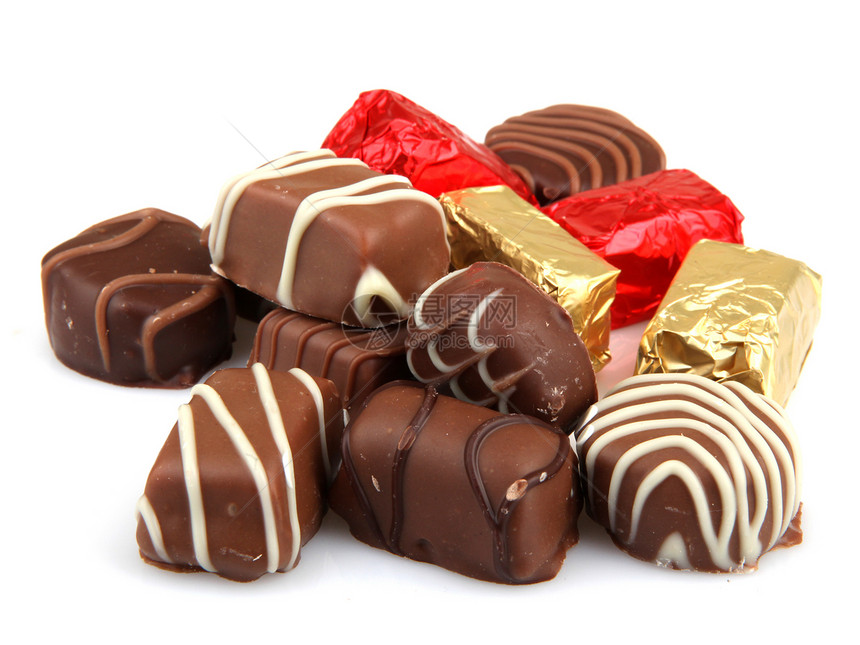 各种精制巧克力甜点食物美食奢华焦糖盒子饮食礼物展示小吃图片