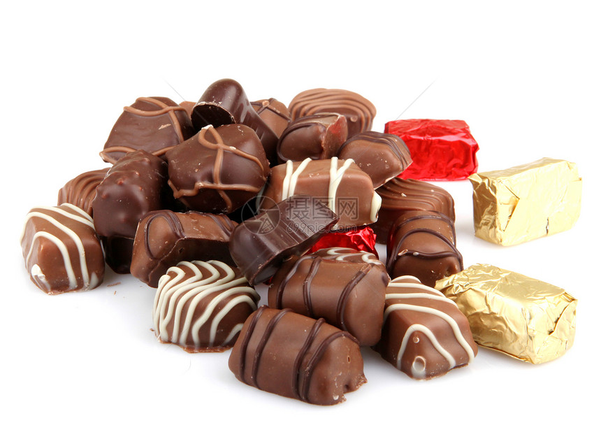 各种精制巧克力小吃牛奶甜点焦糖食物糖果奢华欲望营养盒子图片