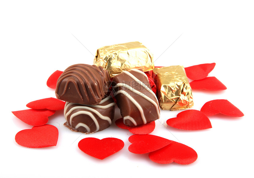 各种精制巧克力小吃食物甜点盒子庆典展示焦糖团体营养美食图片