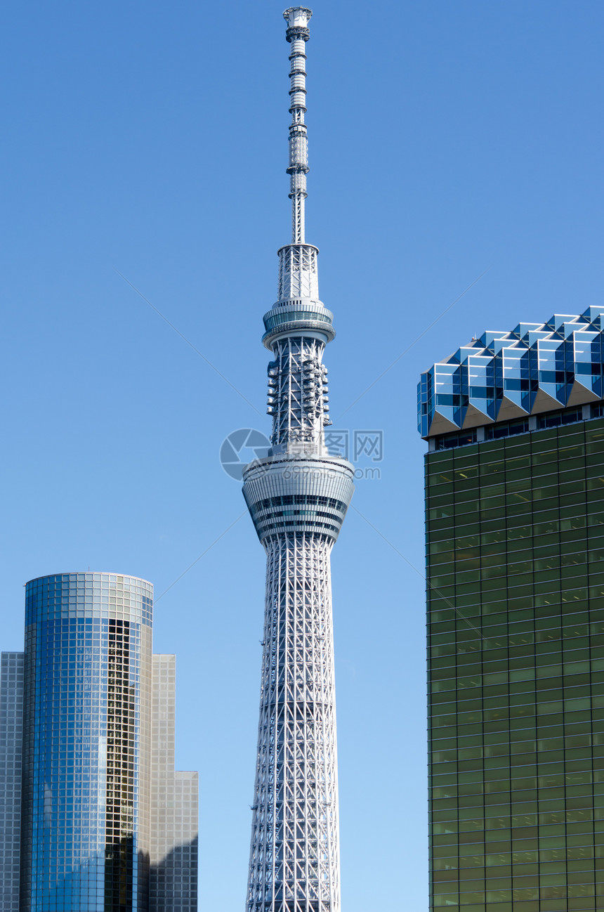 东京天空树病房风景地标蓝色建筑城市甲板都市建筑物旅行图片