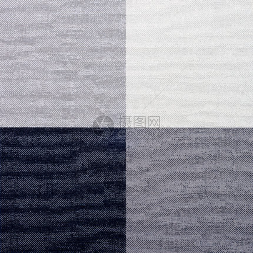 白色 灰色和黑色金汉桌布野餐空白棉布格子材料正方形纹理纺织品画幅设计图片