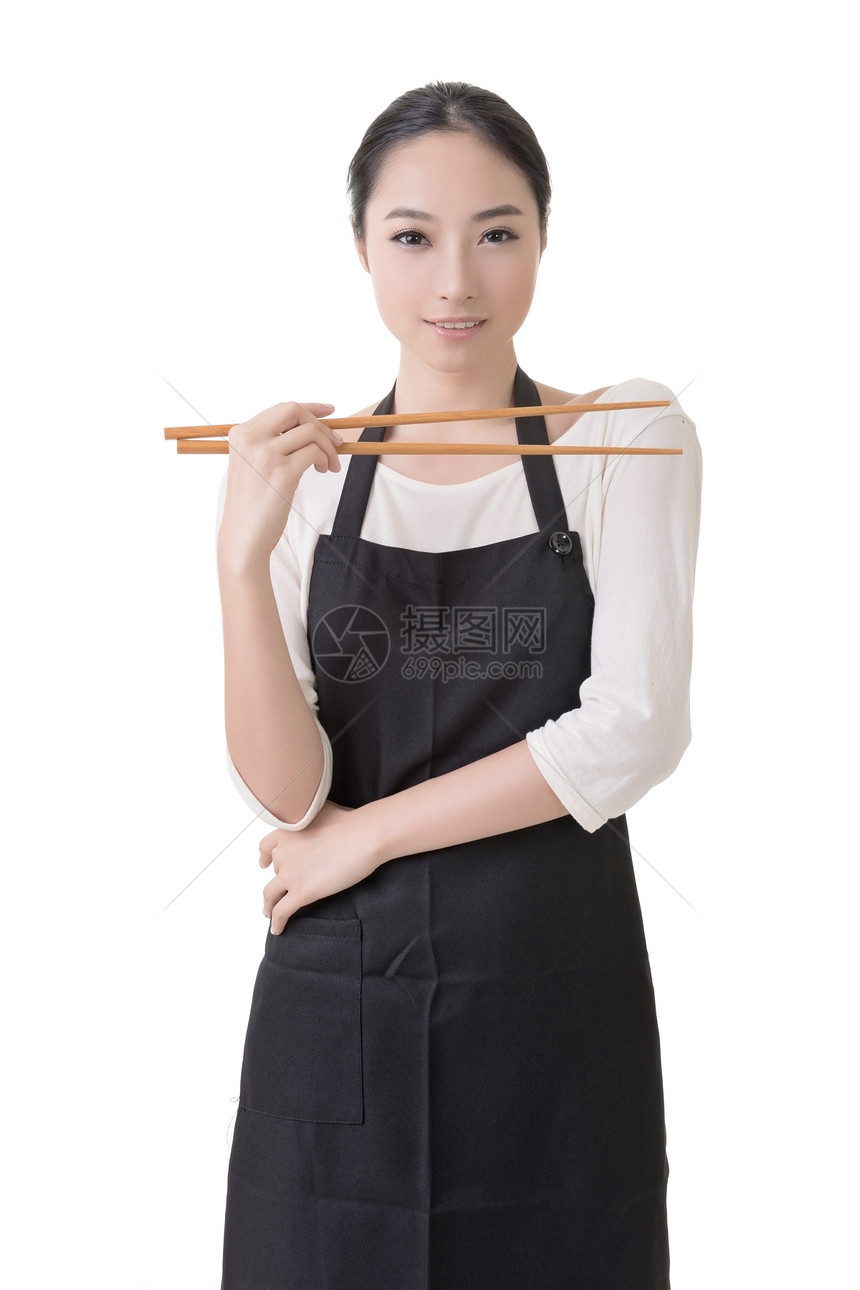 亚洲家庭主妇烹饪闲暇厨师厨房车工食物工作室工具女性筷子图片