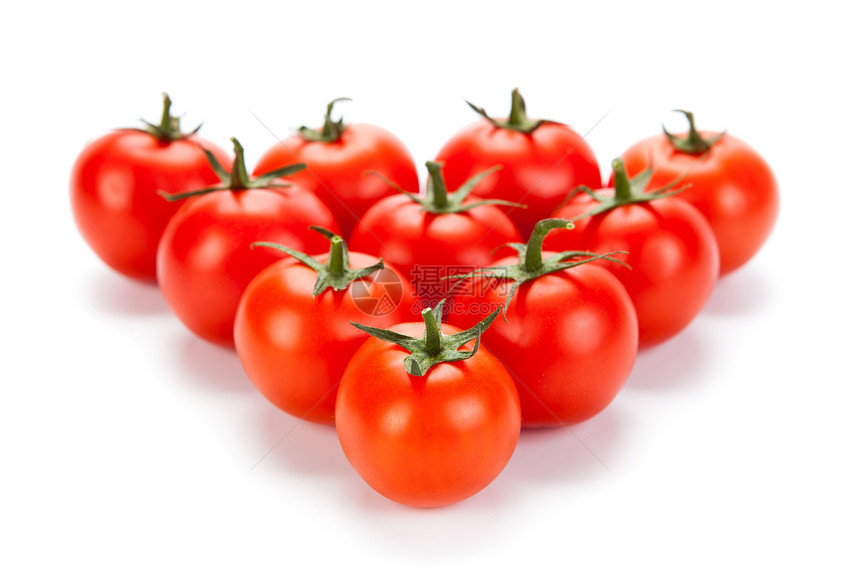 白色背景的红番茄片蔬菜食物金字塔红色厨房水样沙拉酱图片