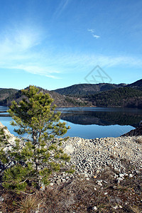 美丽湖天空风景自然背景图片