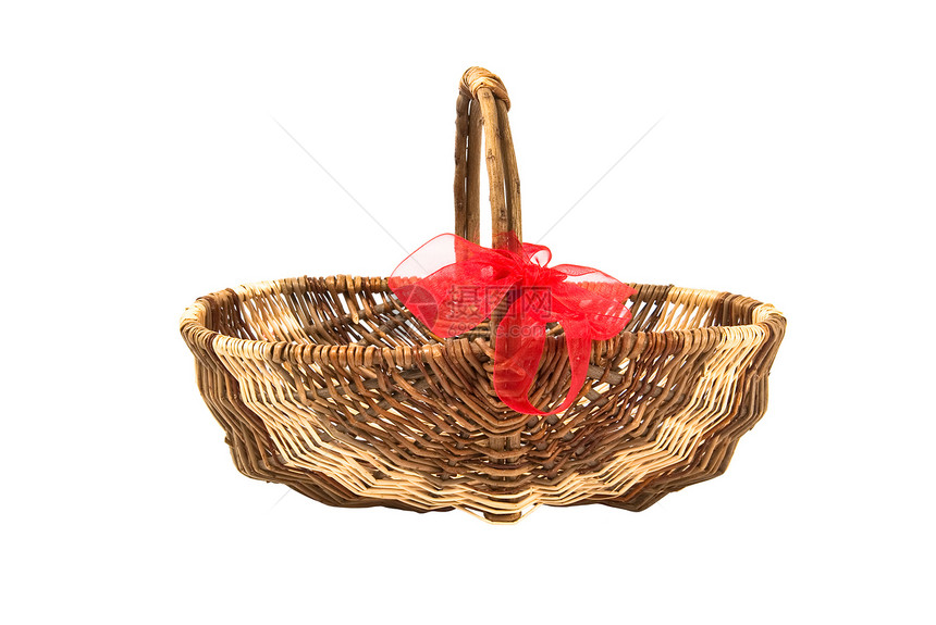 篮子棕褐色木头手工轮缘丝带乡村螺旋编织手工业礼物图片