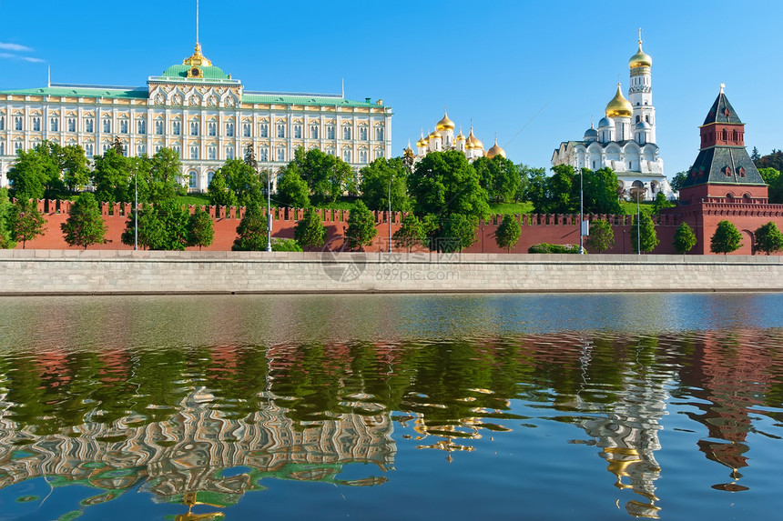 莫斯科克里姆林宫场景蓝色红色城市教会景观历史建筑学旅行天空图片