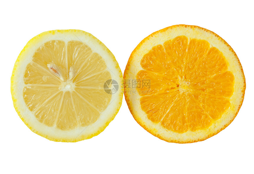 橙和柠檬水果橙子白色食物黄色图片