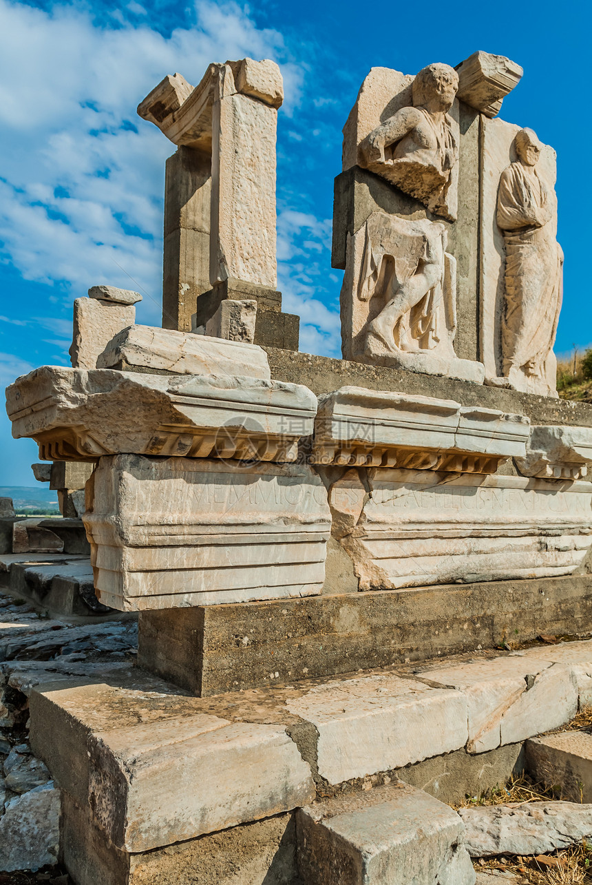 Ephesus 废墟 土耳其考古地标火鸡地方图书馆考古学旅行文化柱子目的地图片