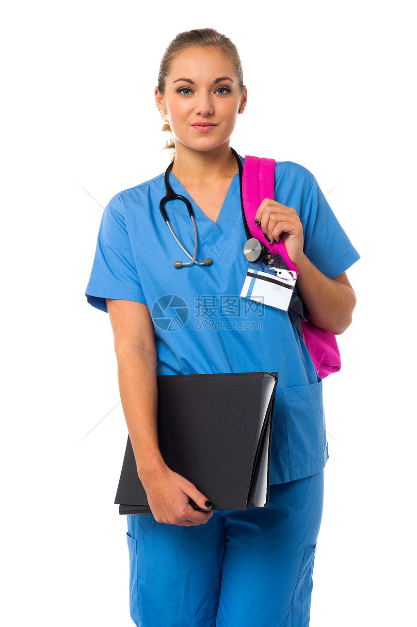 女医生用背包装扮女医生记录工作卫生护士冒充从业者身份证女士保健实验室图片
