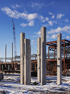 新商厦施工现场项目住房建筑活动建筑工人脚手架工程起重机工作框架背景图片