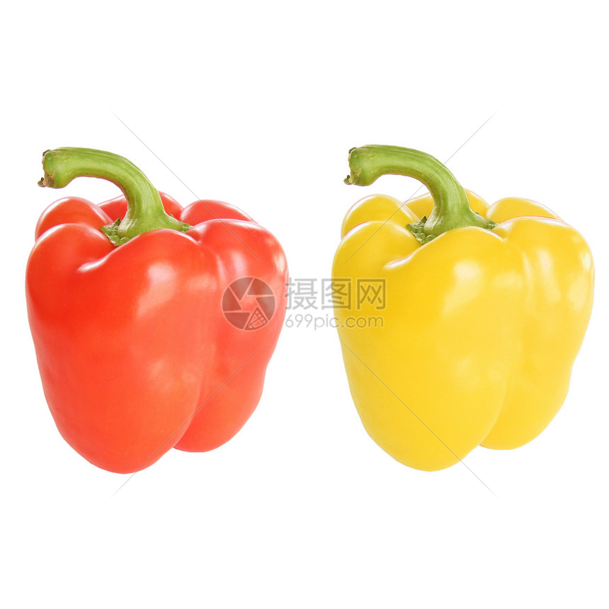 红和黄胡椒蔬菜黄色红色食物白色营养图片