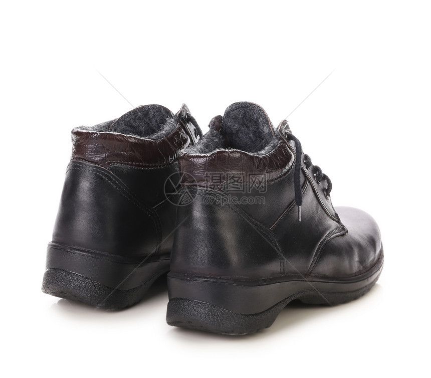 冬季黑靴运动跑步鞋类崎岖细绳蕾丝男人工作安全旅行温暖图片