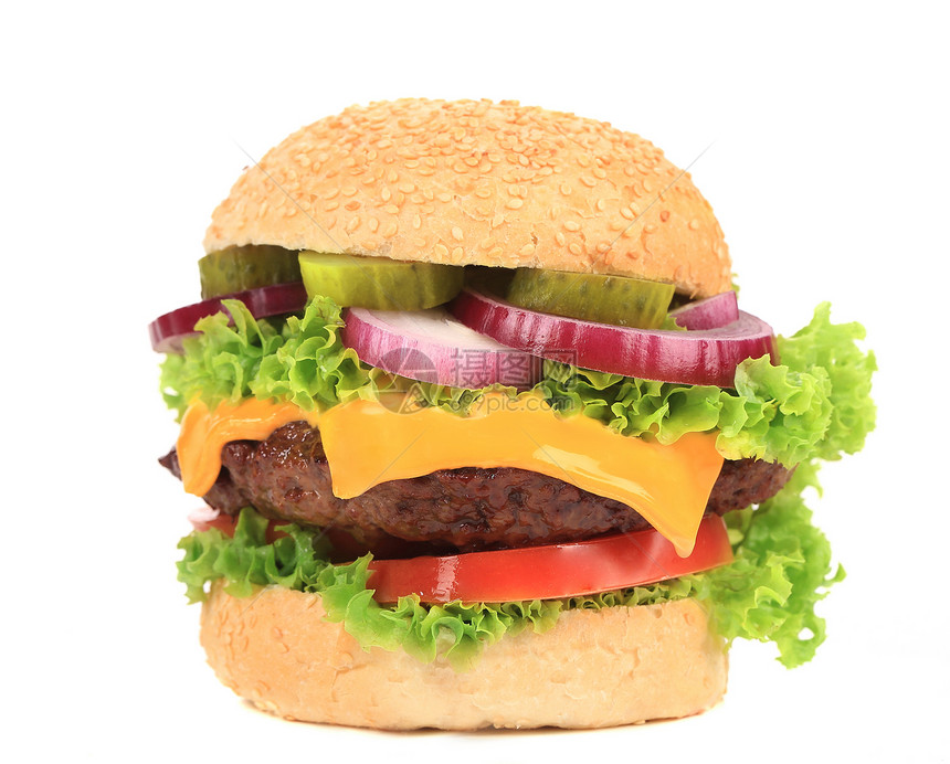 大开胃快餐汉堡包牛肉垃圾食物面包小吃家禽猪肉种子蔬菜沙拉图片