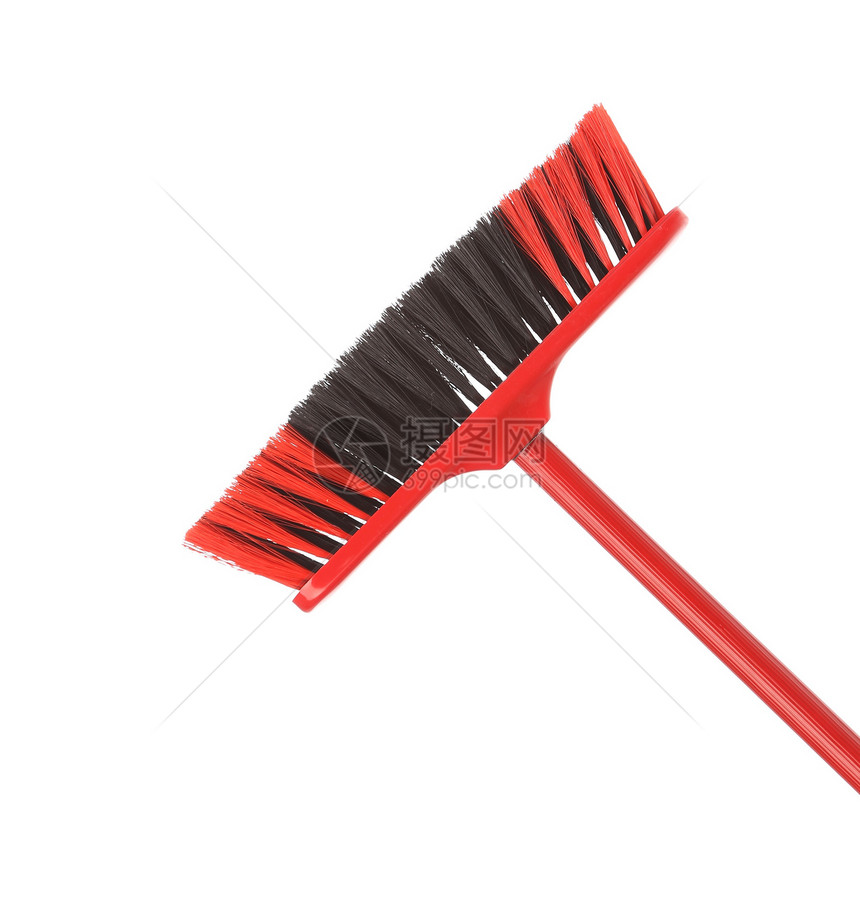 红色黑扫帚贴近了灰尘刷子房子塑料卫生工作室拖把工具家务清洁工图片