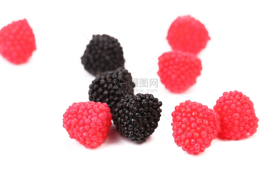 黑莓和红莓糖食物绿色果汁甜点活力明胶黄色黑色美食水果图片