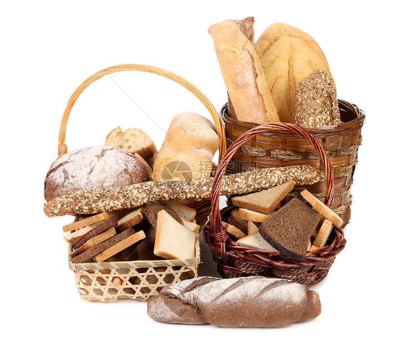 篮子中新鲜面包种子食物消费者小麦产品包子传统糕点厨房晚餐图片