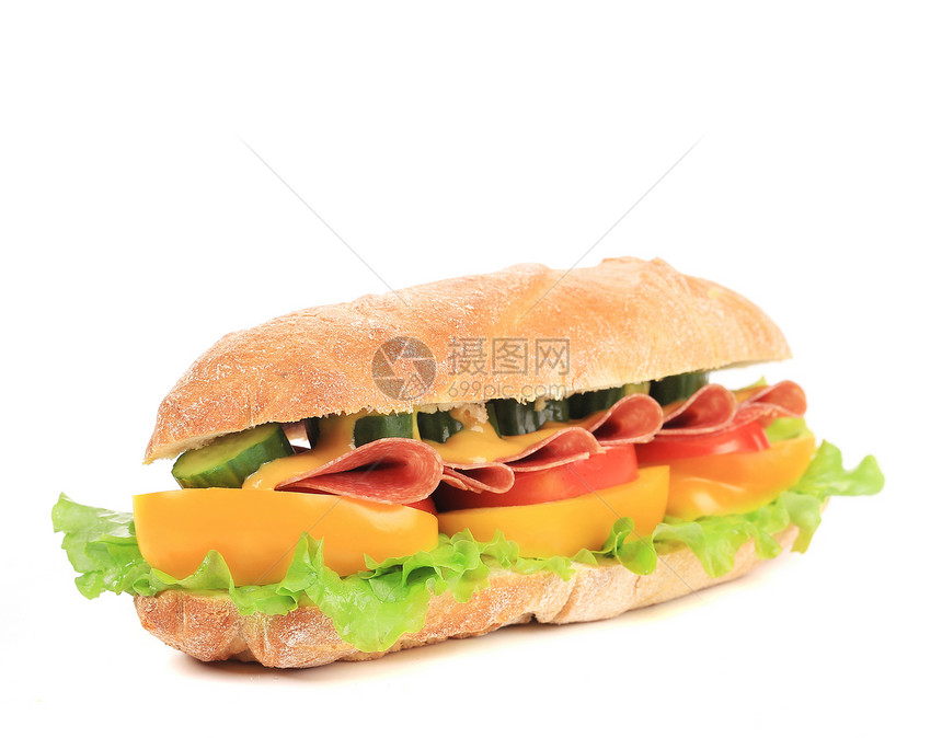 法式面包饼新鲜三明治洋葱包子午餐美食火腿青菜早餐小麦野餐黄瓜图片