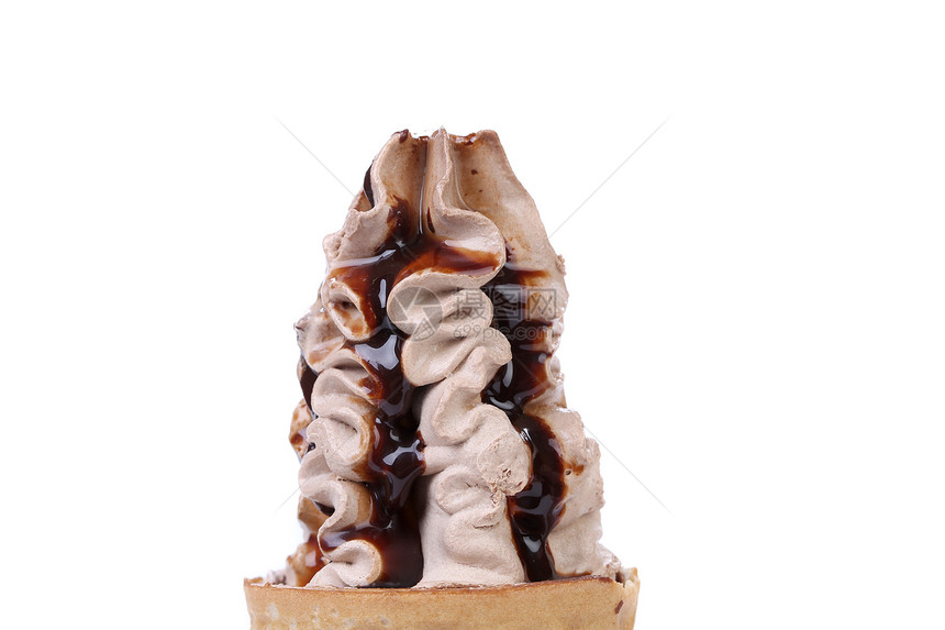 巧克力冰淇淋加溪流甜点晶圆奶油黄色食物锥体味道香草图片