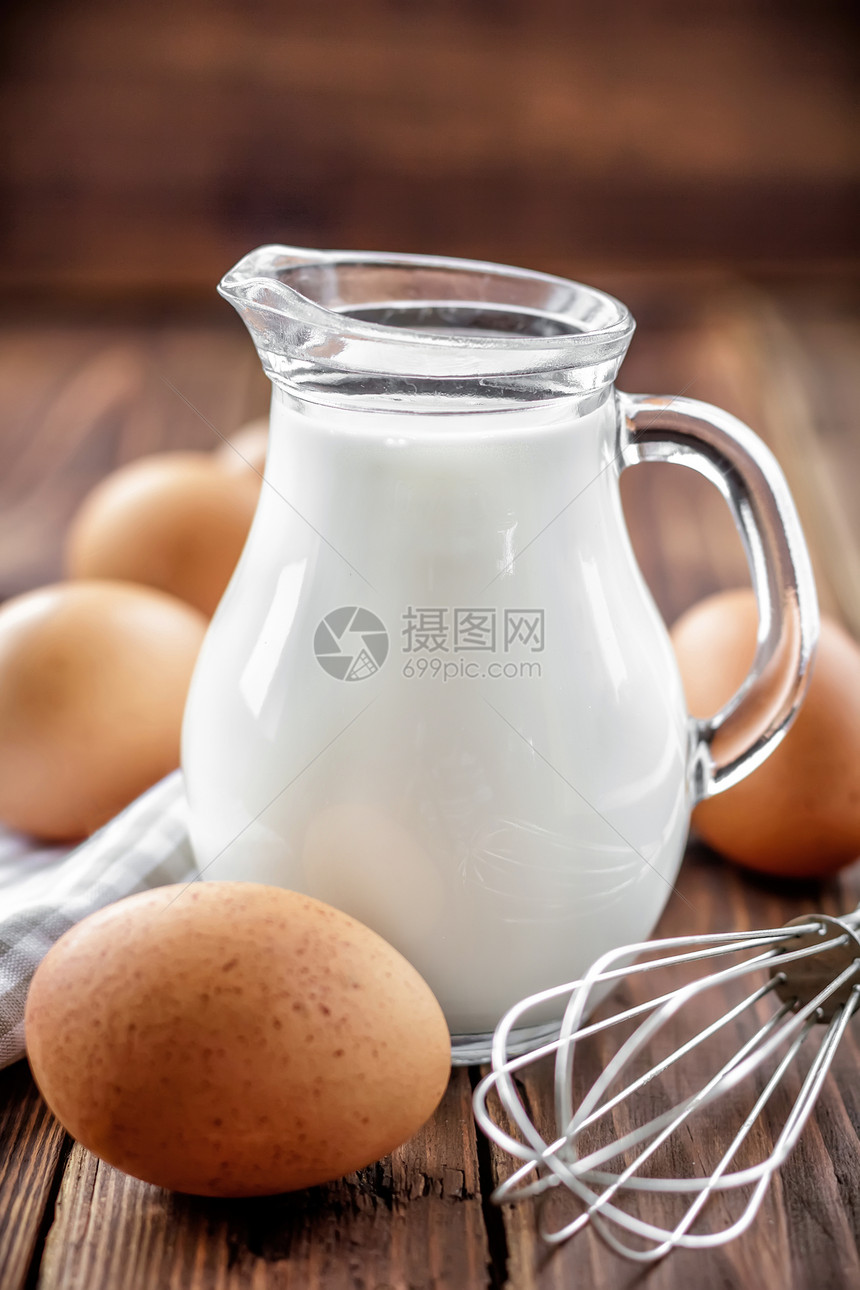 牛奶和鸡蛋产品水壶营养桌子乳糖农场乡村液体奶制品杂货图片